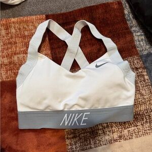 Nike Dri-FIT White and Gray sports Bra